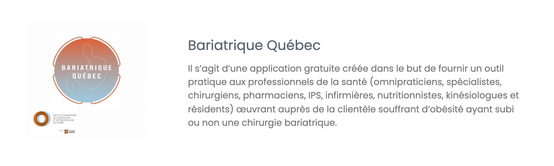Bariatrique Québec application