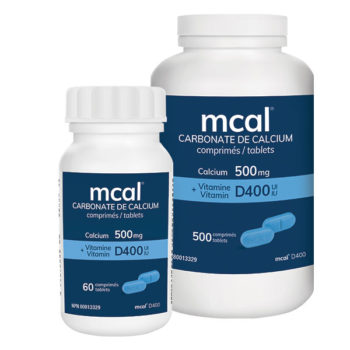 bouteilles mcal carbonate de calcium 500 mg et vitamine D400